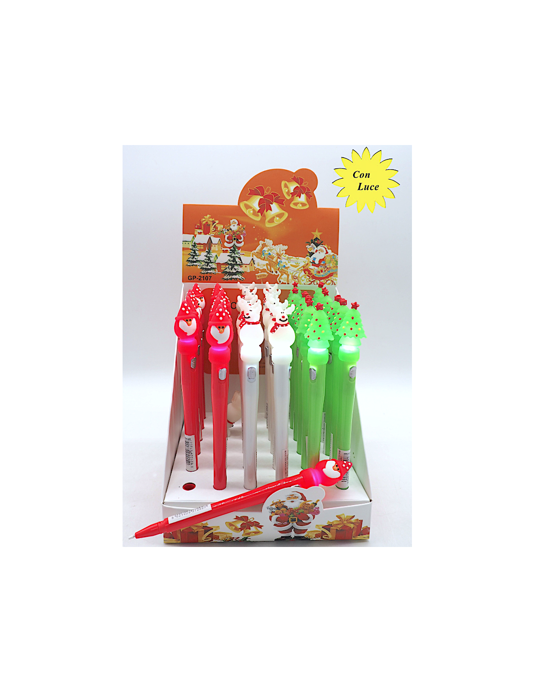 Penna Natalizia con Decorazione e Luce Assortita, Gadget Divertente e Regalo Originale