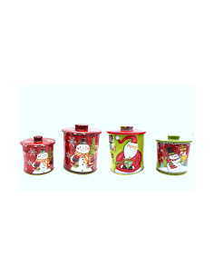 Set 2 Scatole Rotonde in Latta con Coperchio Assortito Natalizio, Contenitori Porta Dolci e Regali