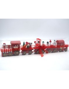 TRENINO NATALIZIO 30X6,5CM LEGNO ROSSO su TreG Ingrosso