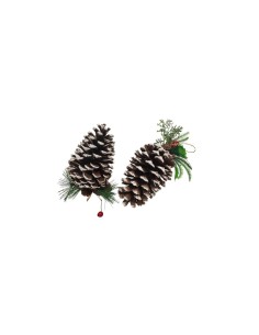 Pendente Pigna Innevata 20x9cm Assortito, Decorazione Natalizia da Appendere per Albero e Casa