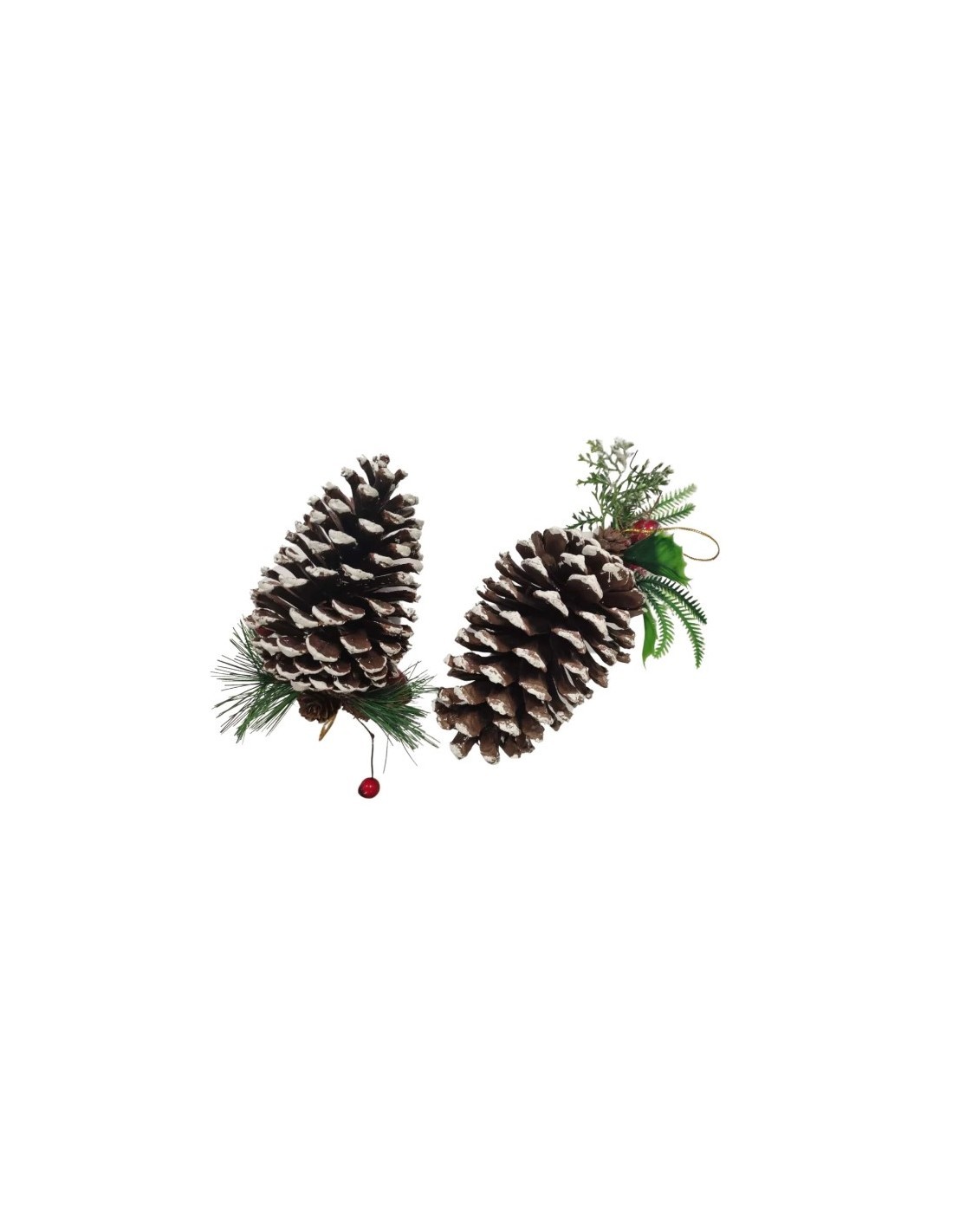 Pendente Pigna Innevata 20x9cm Assortito, Decorazione Natalizia da Appendere per Albero e Casa
