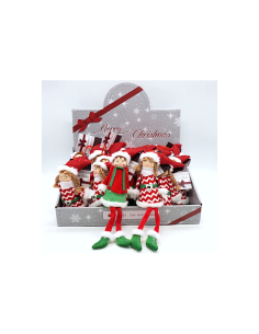 Pendente Elfo Natalizio 23x7cm Assortito, Decorazione da Appendere per Albero e Casa