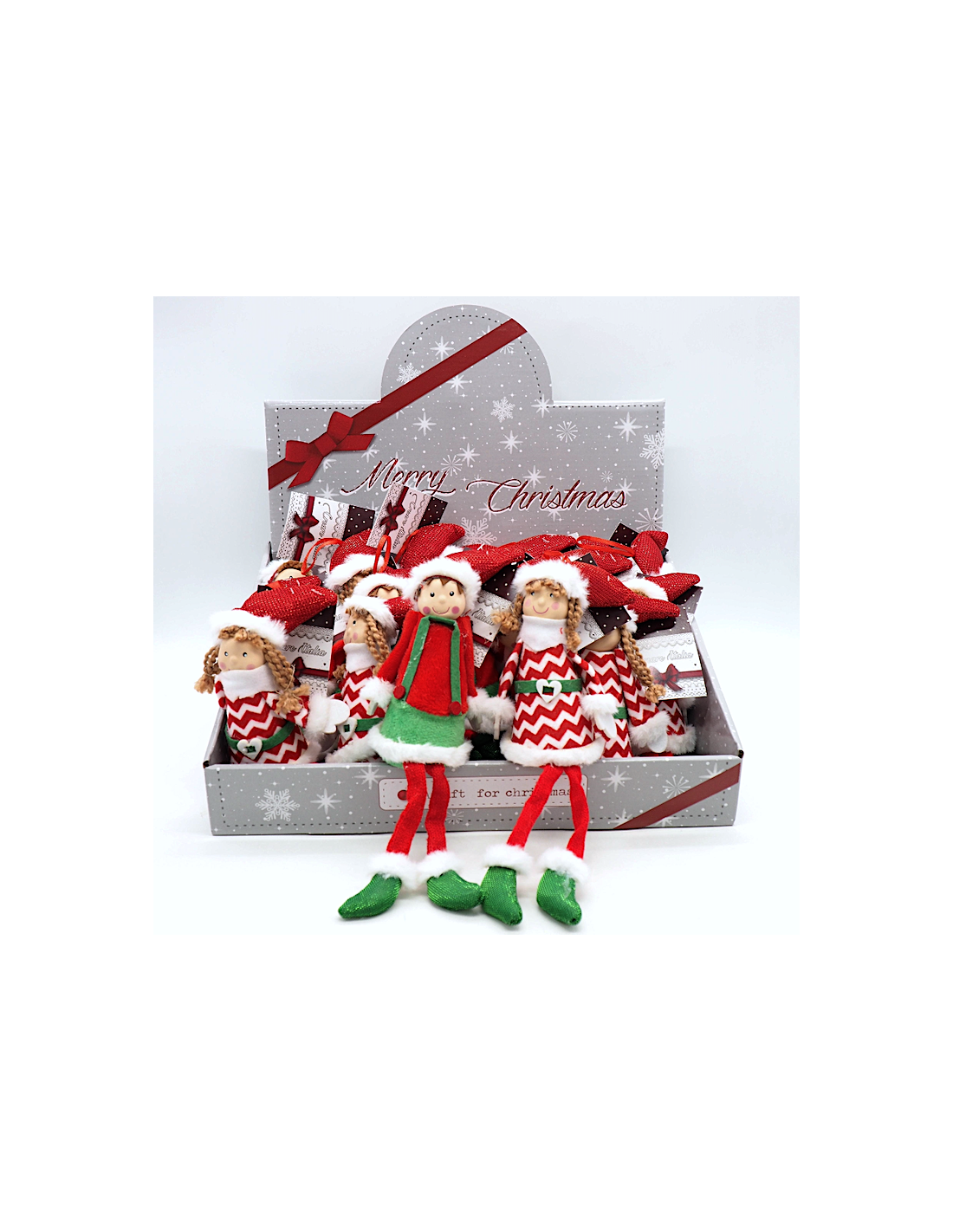 Pendente Elfo Natalizio 23x7cm Assortito, Decorazione da Appendere per Albero e Casa