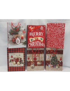 Sacchetto Natalizio 46x33x10cm Assortito, Confezione Regalo Grande Elegante