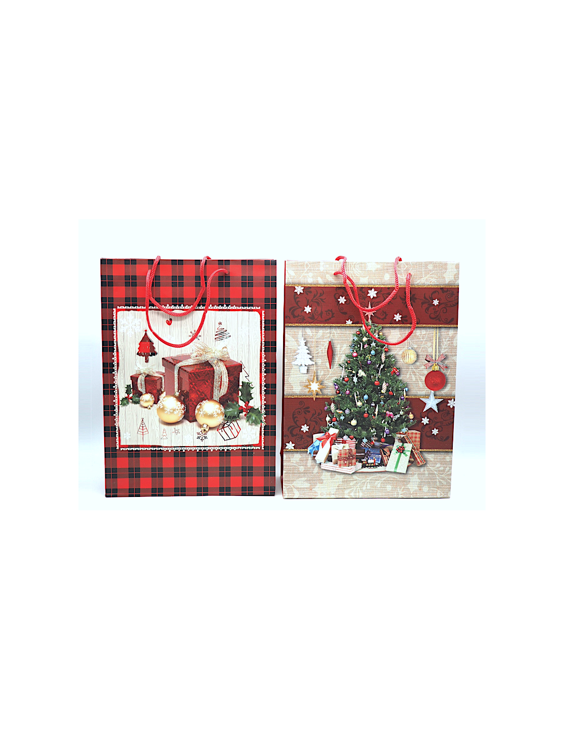 Sacchetto Natalizio 34,5x25x8,5cm Assortito, Confezione Regalo Media Elegante e Riutilizzabile