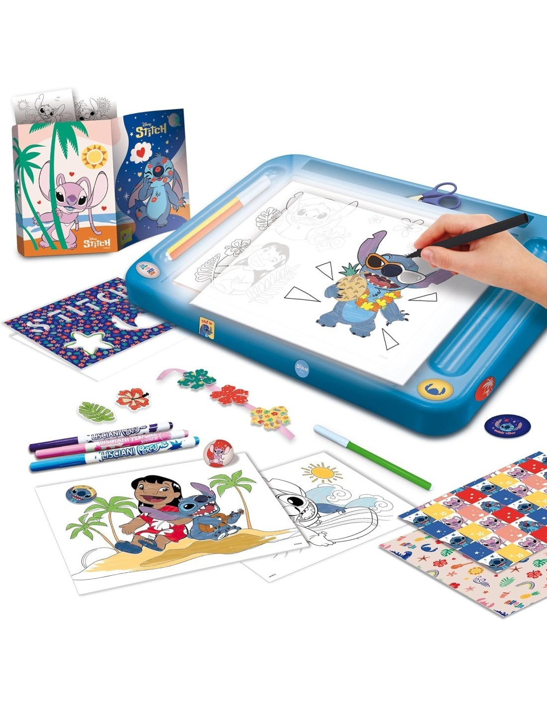 STITCH DRAWING SCHOOL, TAVOLO DA DISEGNO CON LUCE, GIOCO EDUCATIVO, DISEGNO CREATIVO PER BAMBINI