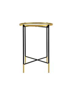 TAVOLINO 801901 1 MIS METALLO/VETRO ORO/NERO