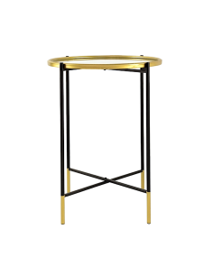 TAVOLINO 801901 2 MIS METALLO/VETRO ORO/NERO