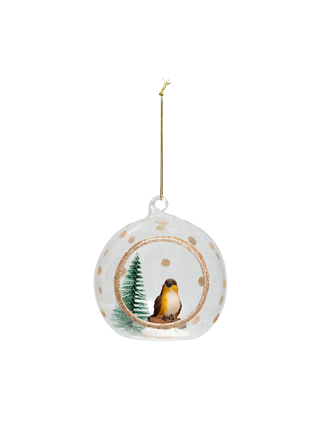 PENDENTE SFERA CON UCCELLO 10CM VETRO