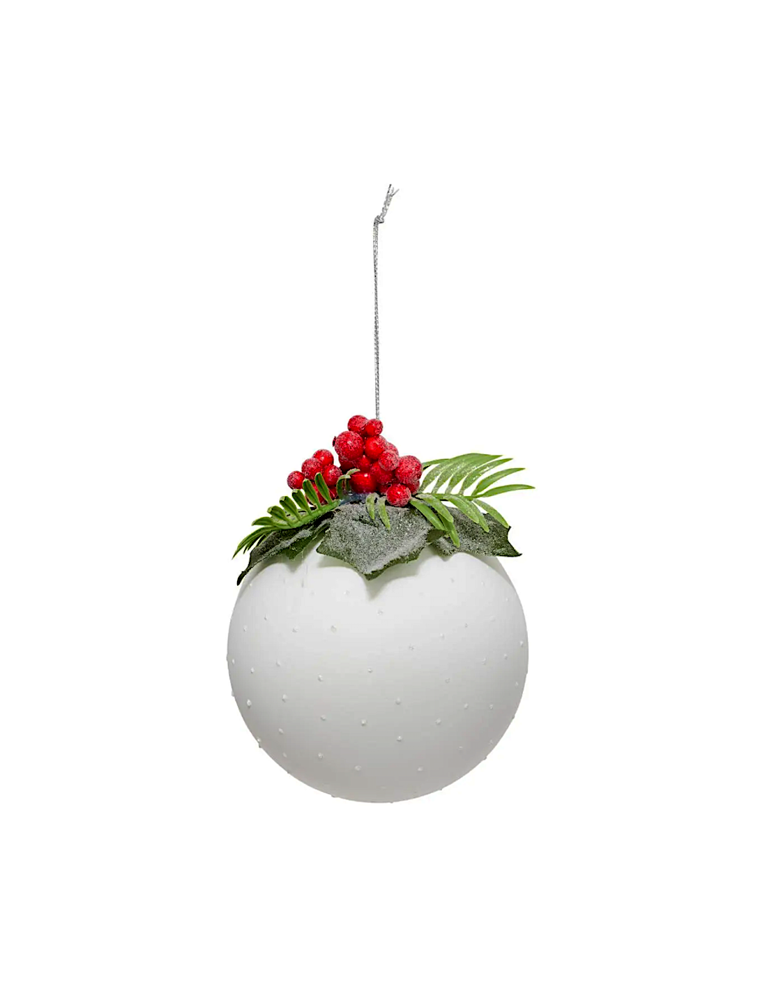 SFERA VETRO CON AGRIFOGLIO 10CM BIANCO