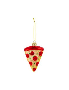 PENDENTE FETTA DI PIZZA VETRO 11CM ROSSO/ORO