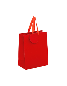 SACCHETTO REGALO ROSSO 18X10X23CM CON PAILETTES
