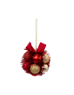 PENDENTE 11 SFERE 3CM ORO/ROSSO PLASTICA