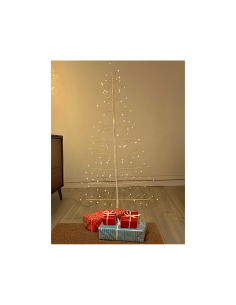 Albero Conico 2D Tiglio Bianco H150cm con 186 MicroLED FlashLED, Rami Modellabili