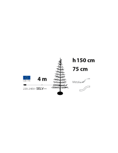 Albero Conico 2D Tiglio Bianco H150cm con 186 MicroLED FlashLED, Rami Modellabili 2