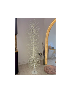 Albero Tiglio Slim Bianco H170cm con 1416 MicroLED FlashLED Diamond, Rami Modellabili