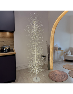 Albero Tiglio Slim Bianco H170cm con 1416 MicroLED FlashLED Diamond, Rami Modellabili