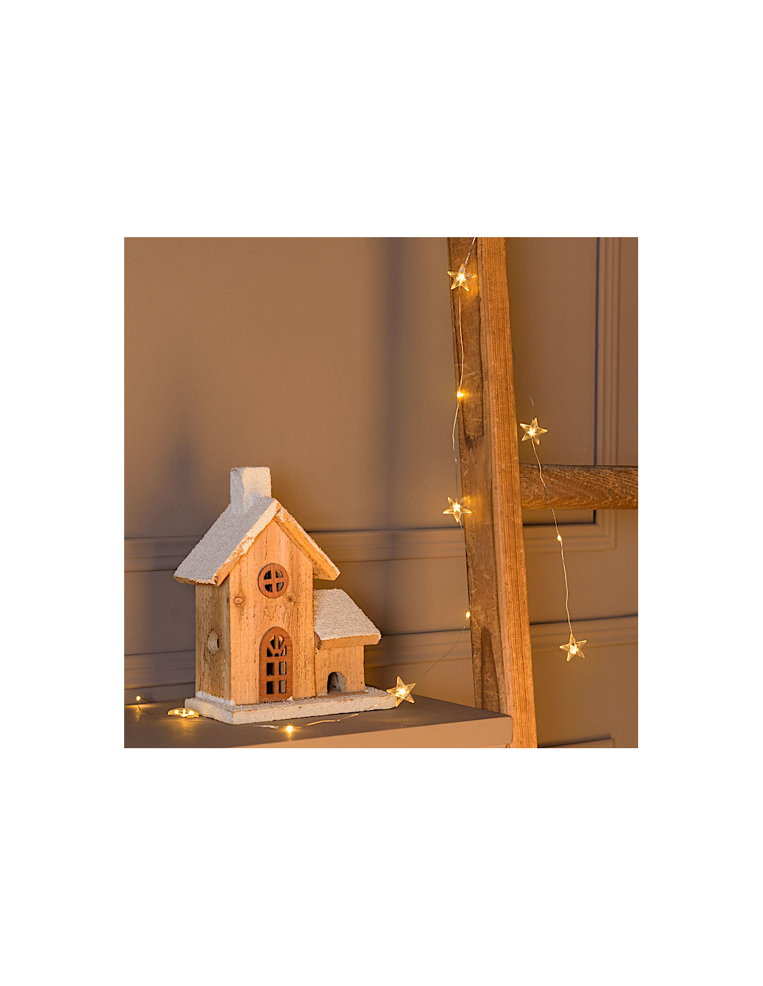 Catena Stelle 1,2m con 12 MicroLED Bianco Caldo CR2032 PDQ, Luci Decorative Natalizie