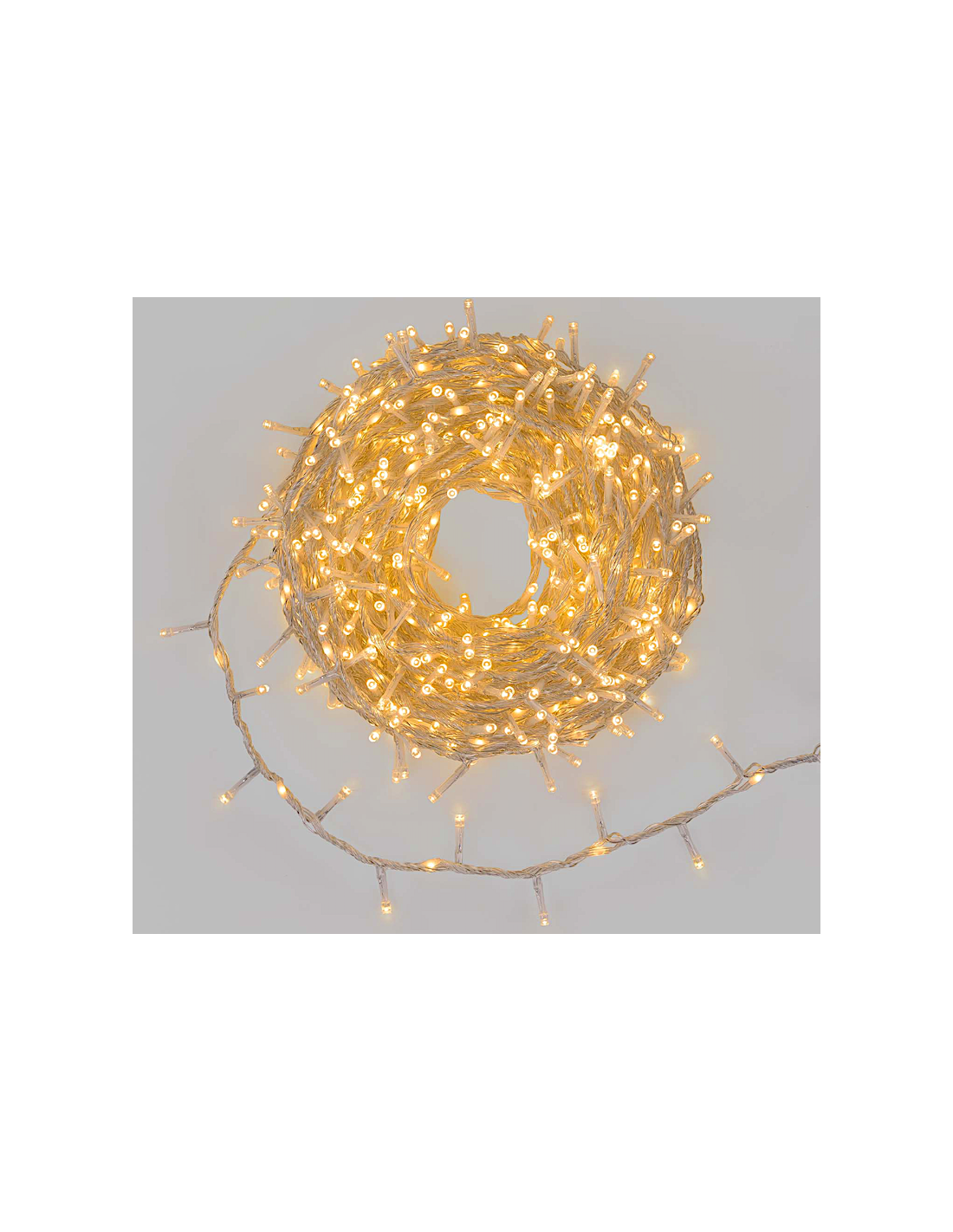 Catena MiniCluster Ø6cm 30m StarFall Light 1660 LED Bianco Caldo Cavo Trasparente