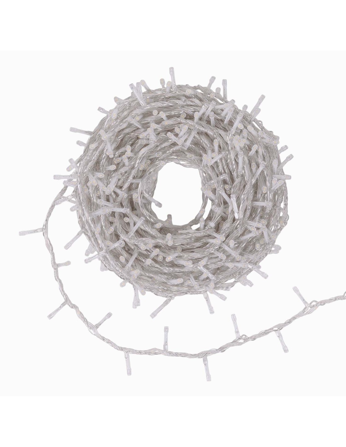 Catena MiniCluster Ø6cm 30m StarFall Light 1660 LED Bianco Caldo Cavo Trasparente