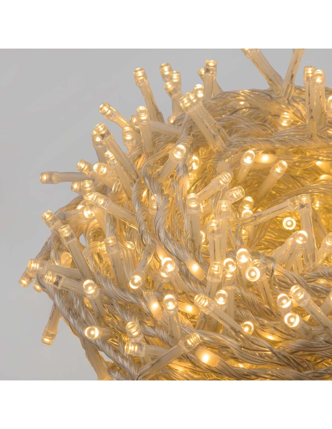 Catena MiniCluster Ø6cm 30m StarFall Light 1660 LED Bianco Caldo Cavo Trasparente