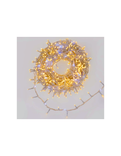 Catena MiniCluster Ø6cm 30m StarFall Light 1660 LED Bianco Caldo e Bianco, Cavo Trasparente