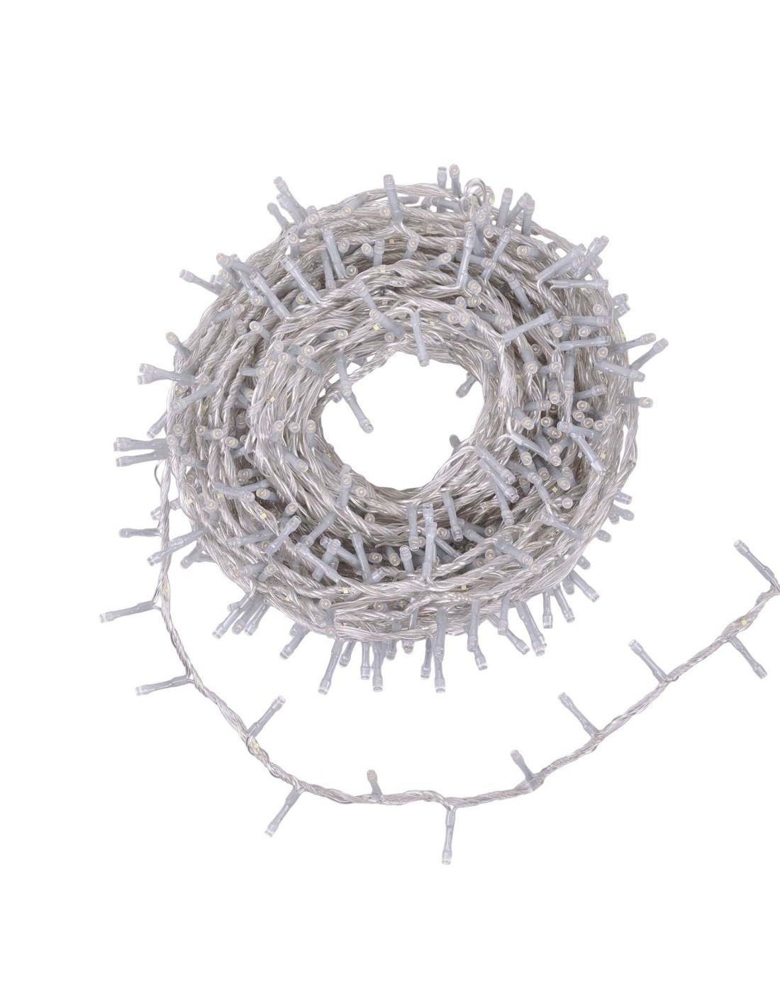 Catena MiniCluster Ø6cm 30m StarFall Light 1660 LED Bianco Caldo e Bianco, Cavo Trasparente