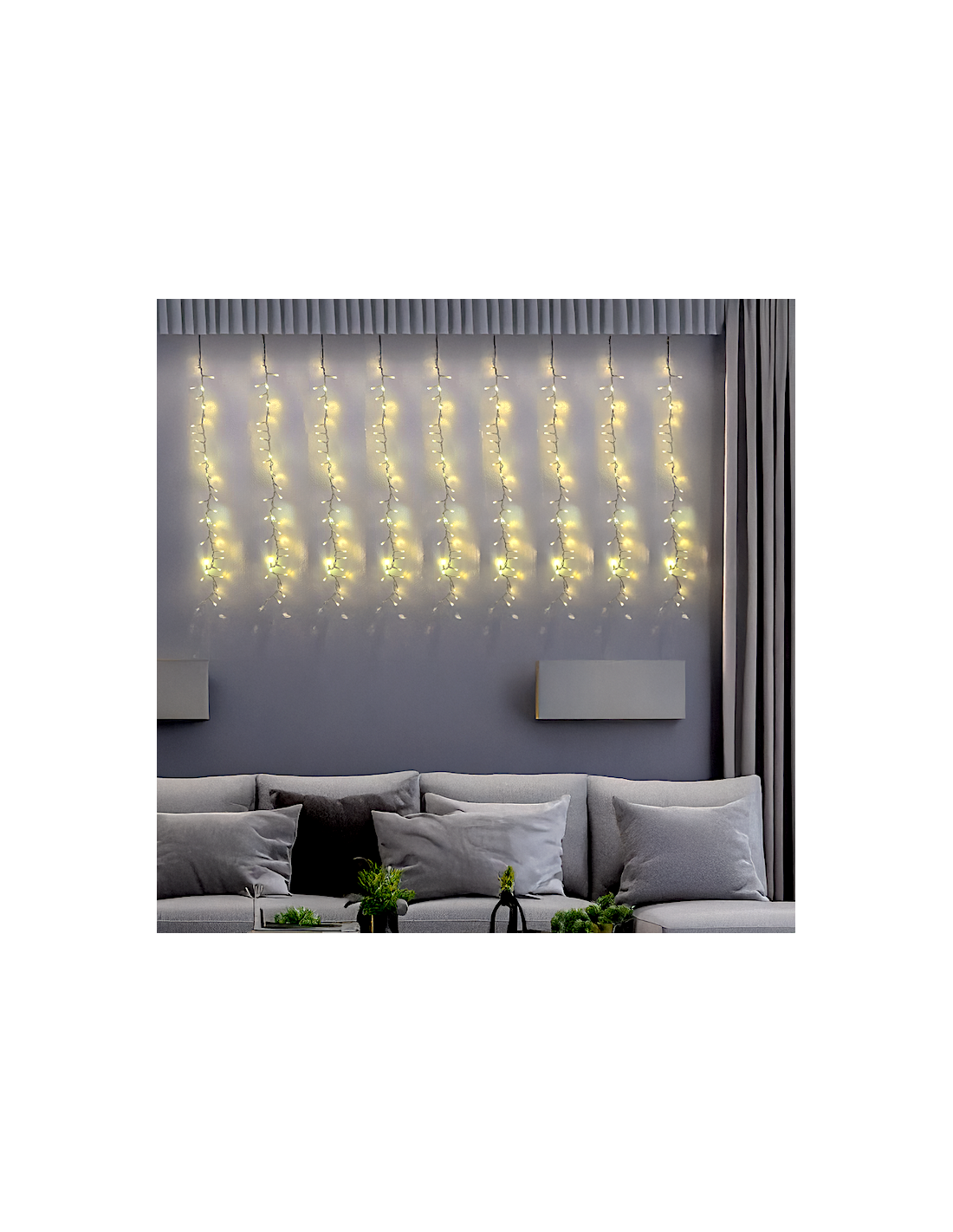 Tenda StarFall Light 460xH80cm 1152 LED Bianco Caldo con Cavo Trasparente