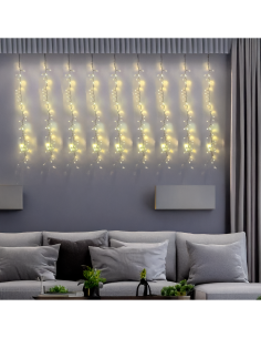Tenda StarFall Light 460xH80cm 1152 LED Bianco Caldo con Cavo Trasparente