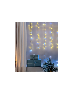 Tenda StarFall Light 460xH80cm 1152 LED Bianco Caldo e Bianco Cavo Trasparente