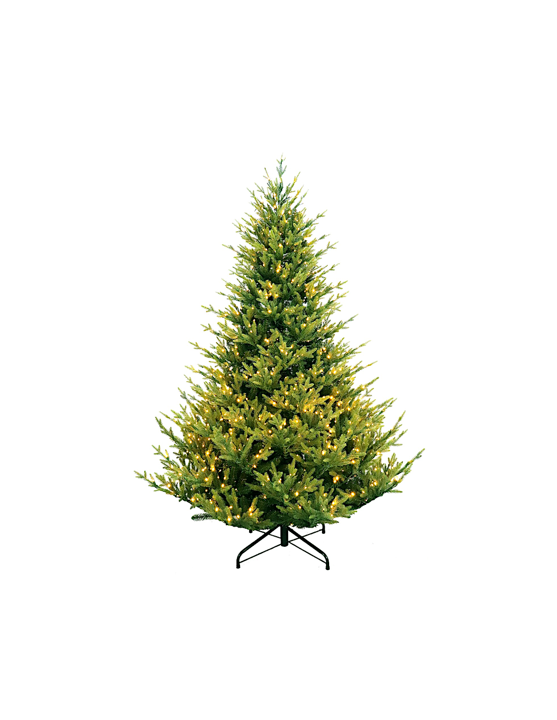 Albero di Natale Yellowstone H210cm con 1000 LED bianco caldo, abete artificiale realistico con giochi di luce