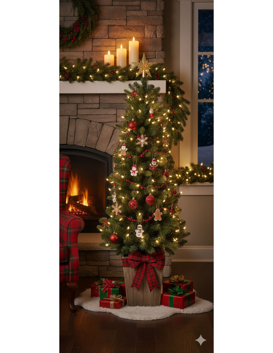 Pinetto di Natale in PE+PVC con vaso, albero artificiale realistico da interno ed esterno, decorazione elegante