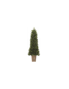 Pinetto di Natale H150cm PE+PVC con vaso quadrato simil legno, 301 rami folti realistici