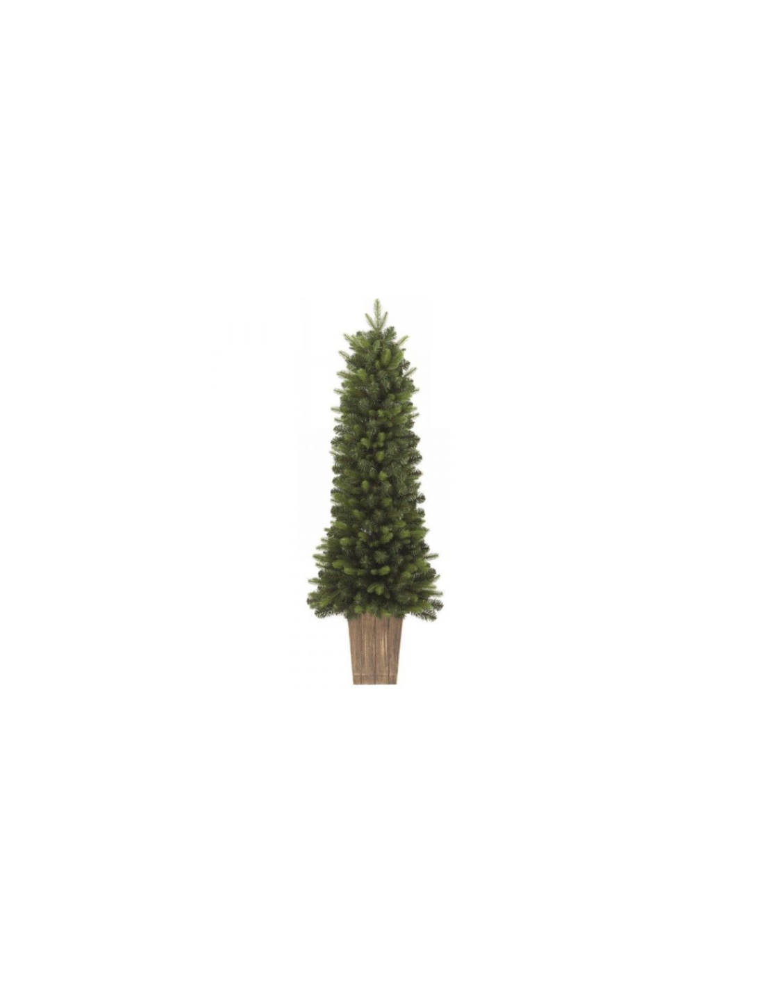 Pinetto di Natale H150cm PE+PVC con vaso quadrato simil legno, 301 rami folti realistici