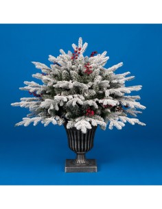 Pinetto di Natale H75cm floccato PE+PVC con vaso, abete artificiale innevato realistico e compatto