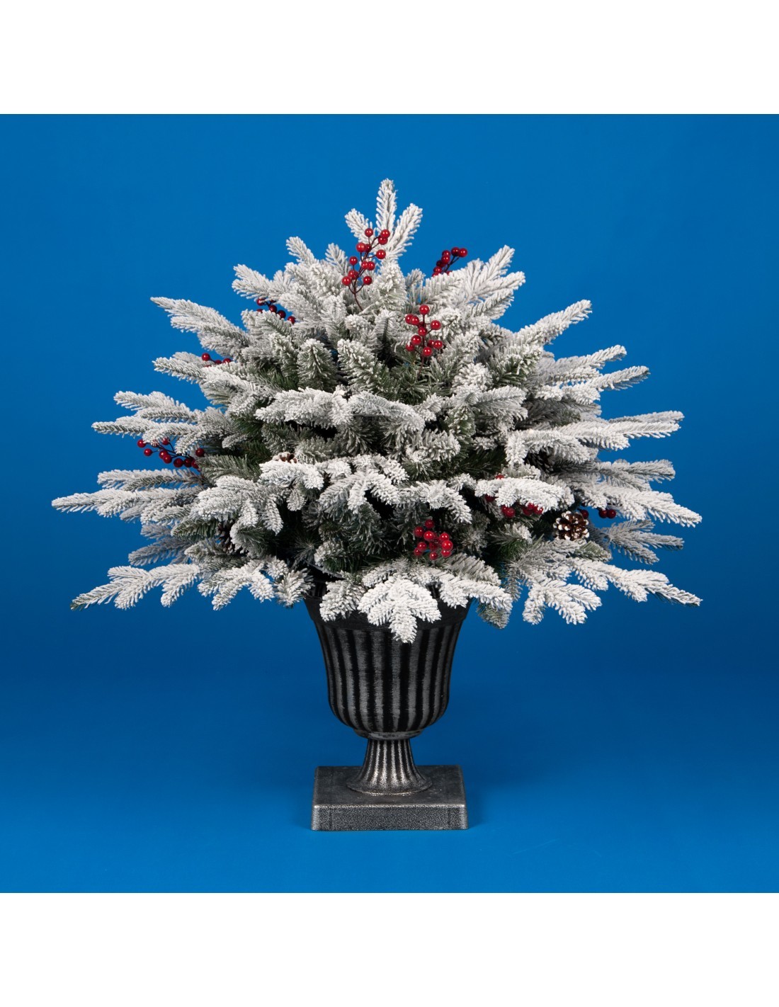 Pinetto di Natale H75cm floccato PE+PVC con vaso, abete artificiale innevato realistico e compatto