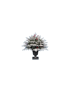 Pinetto di Natale H75cm floccato PE+PVC con vaso, abete artificiale innevato realistico e compatto