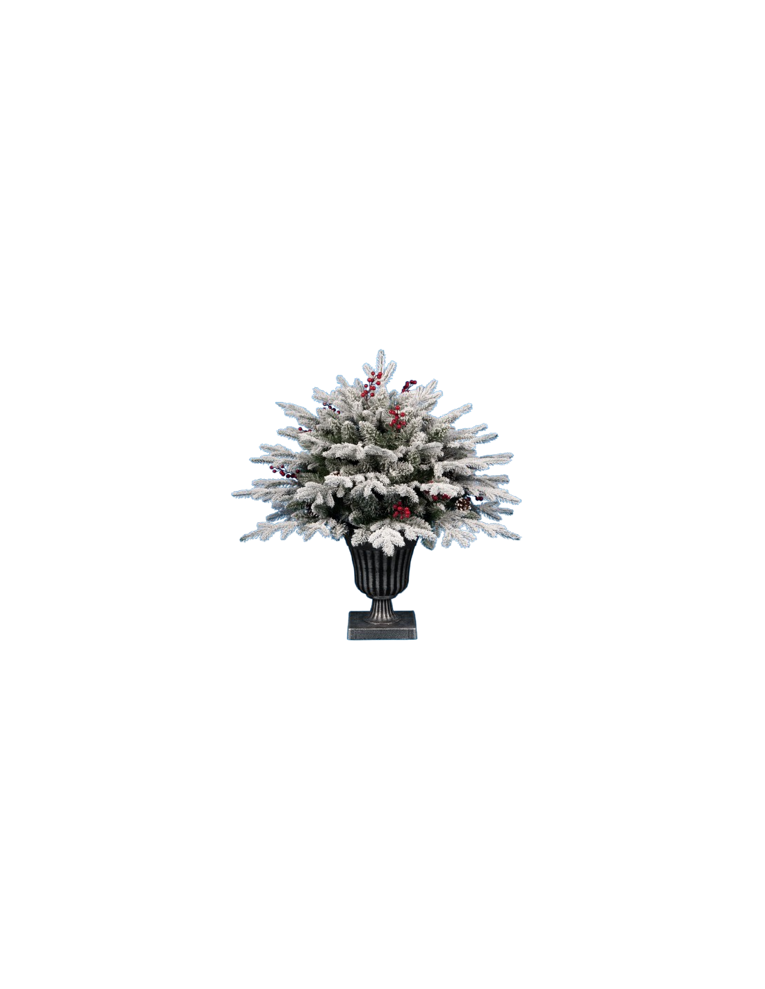 Pinetto di Natale H75cm floccato PE+PVC con vaso, abete artificiale innevato realistico e compatto