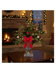 Pinetto di Natale H75cm PE+PVC con vaso, albero artificiale compatto realistico per tavoli e ingressi