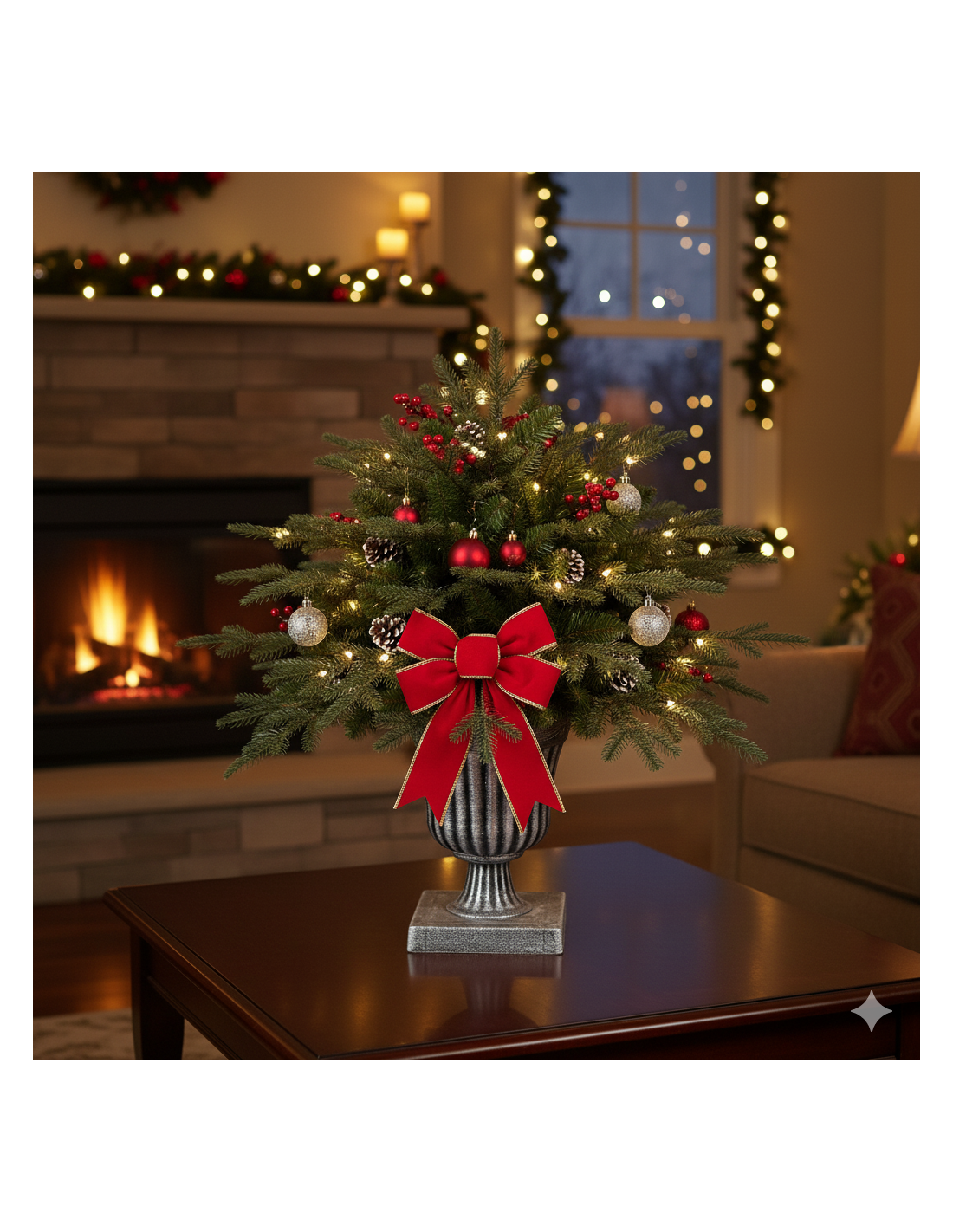Pinetto di Natale H75cm PE+PVC con vaso, albero artificiale compatto realistico per tavoli e ingressi