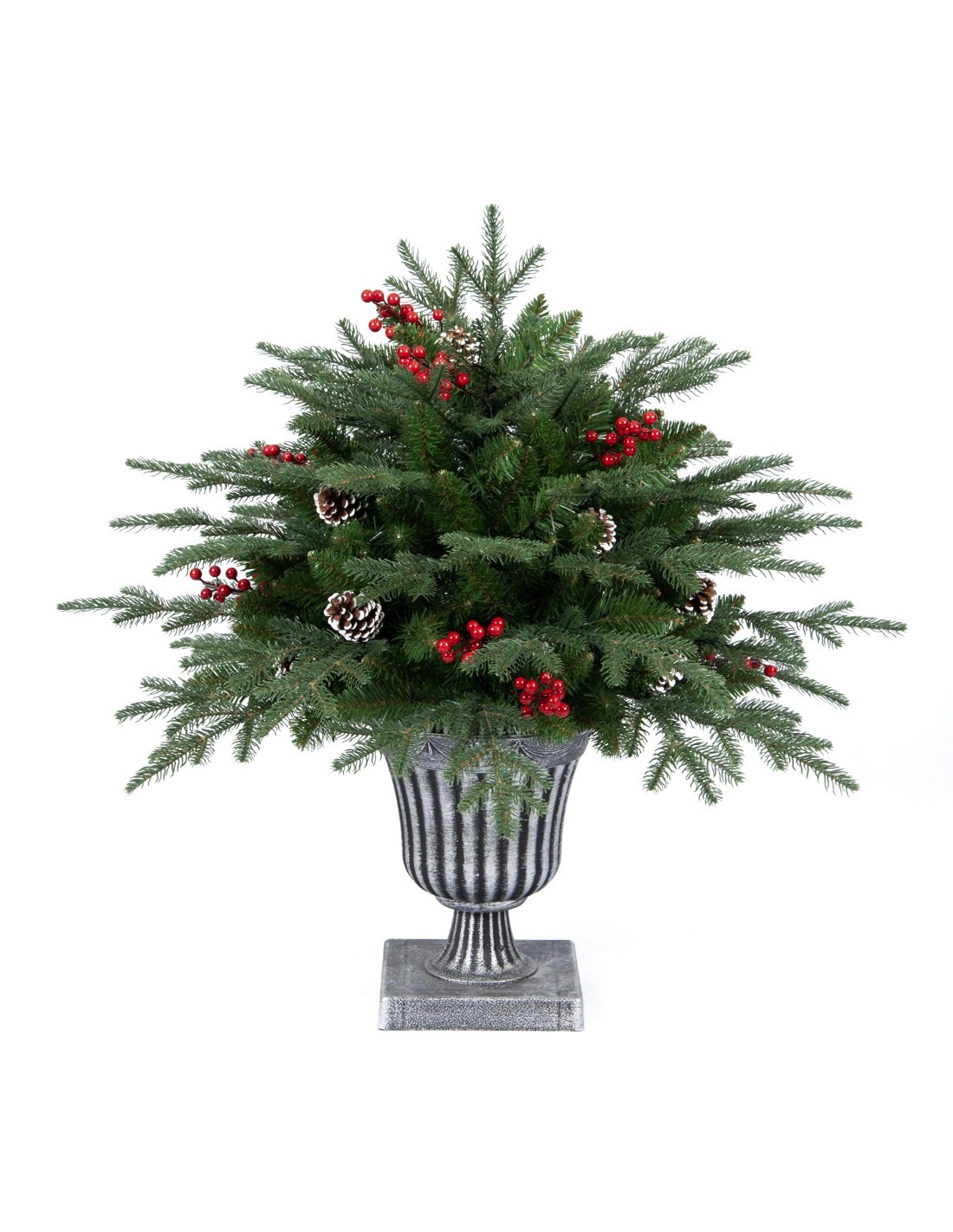 Pinetto di Natale H150cm floccato PE+PVC con vaso, albero artificiale innevato realistico ed elegante