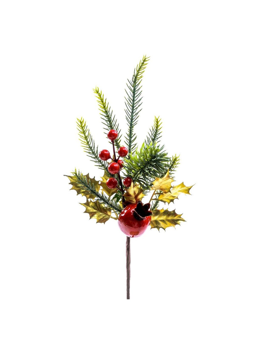 Tralcio natalizio 40cm con bacche rosse in plastica, decorazione elegante per albero, ghirlande e tavola