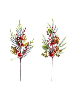 Tralcio natalizio 73cm con bacche rosse in plastica assortite, decorazione elegante per albero e ghirlande