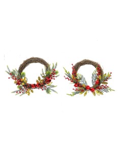 Dietroporta natalizio corona 55x35cm con bacche in plastica assortite, decorazione elegante per ingresso e pareti
