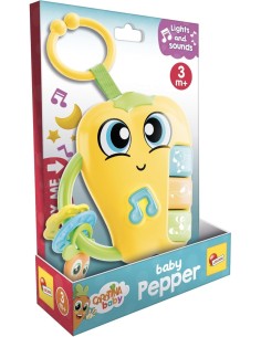 CAROTINA BABY PEPPER, SONAGLIO ELETTRONICO, MASSAGGIAGENGIVE, GIOCO SENSORIALE 0+, 13X6 CM 2