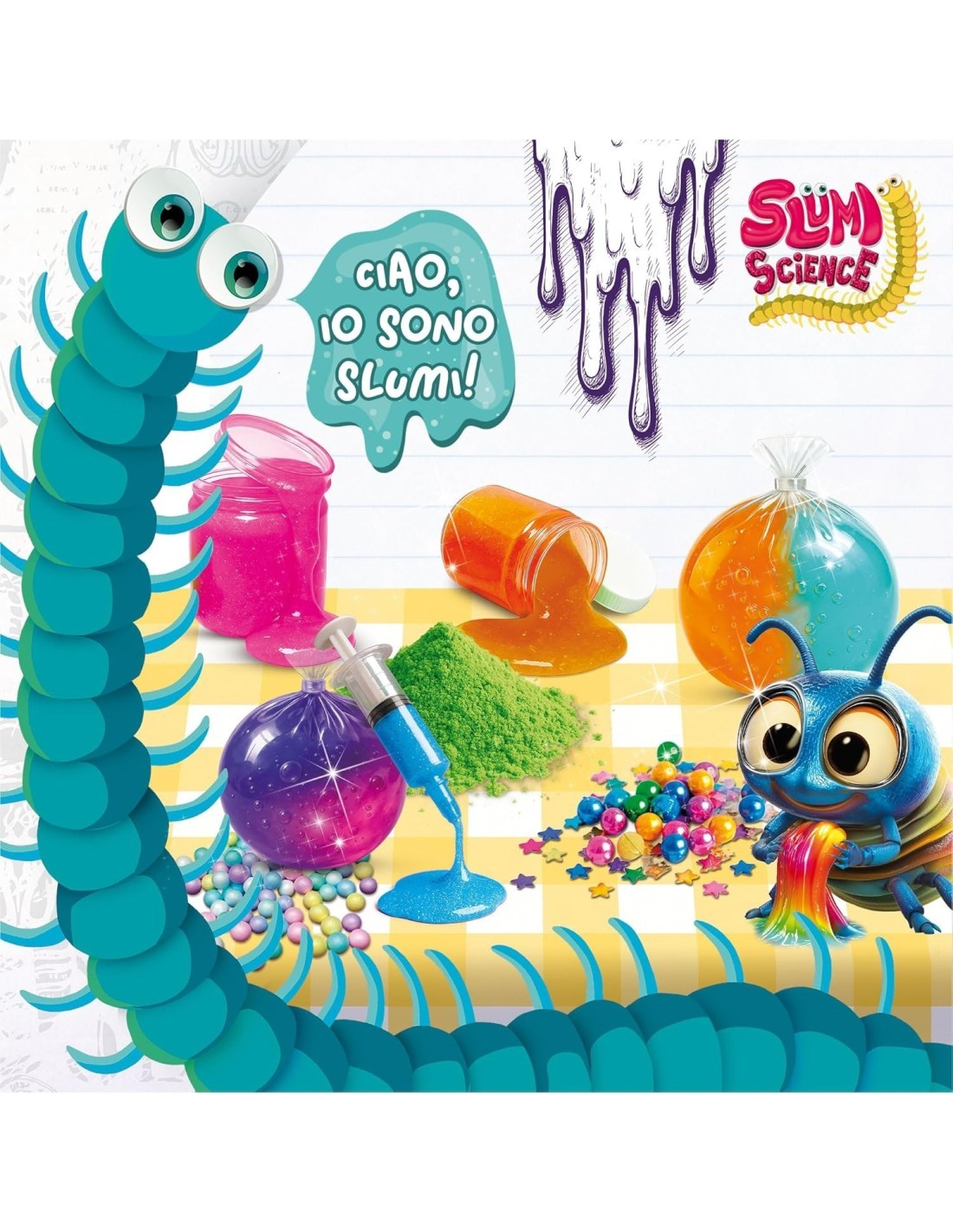 SLUMI SCIENCE SQUISH BALLS, KIT CREATIVO FAI DA TE, PALLINE ANTI-STRESS, SLIME, DECORAZIONI, 27,5X27,5X7 CM