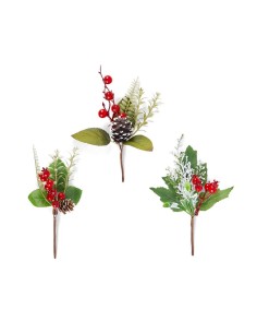 Pick natalizio Prima Neve rosso H20cm in plastica e polistirolo, decorazione elegante per albero e ghirlande