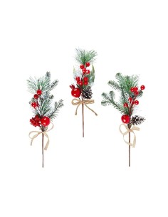 Pick natalizio Prima Neve rosso H35cm in plastica e polistirolo, decorazione con effetto neve per albero e ghirlande