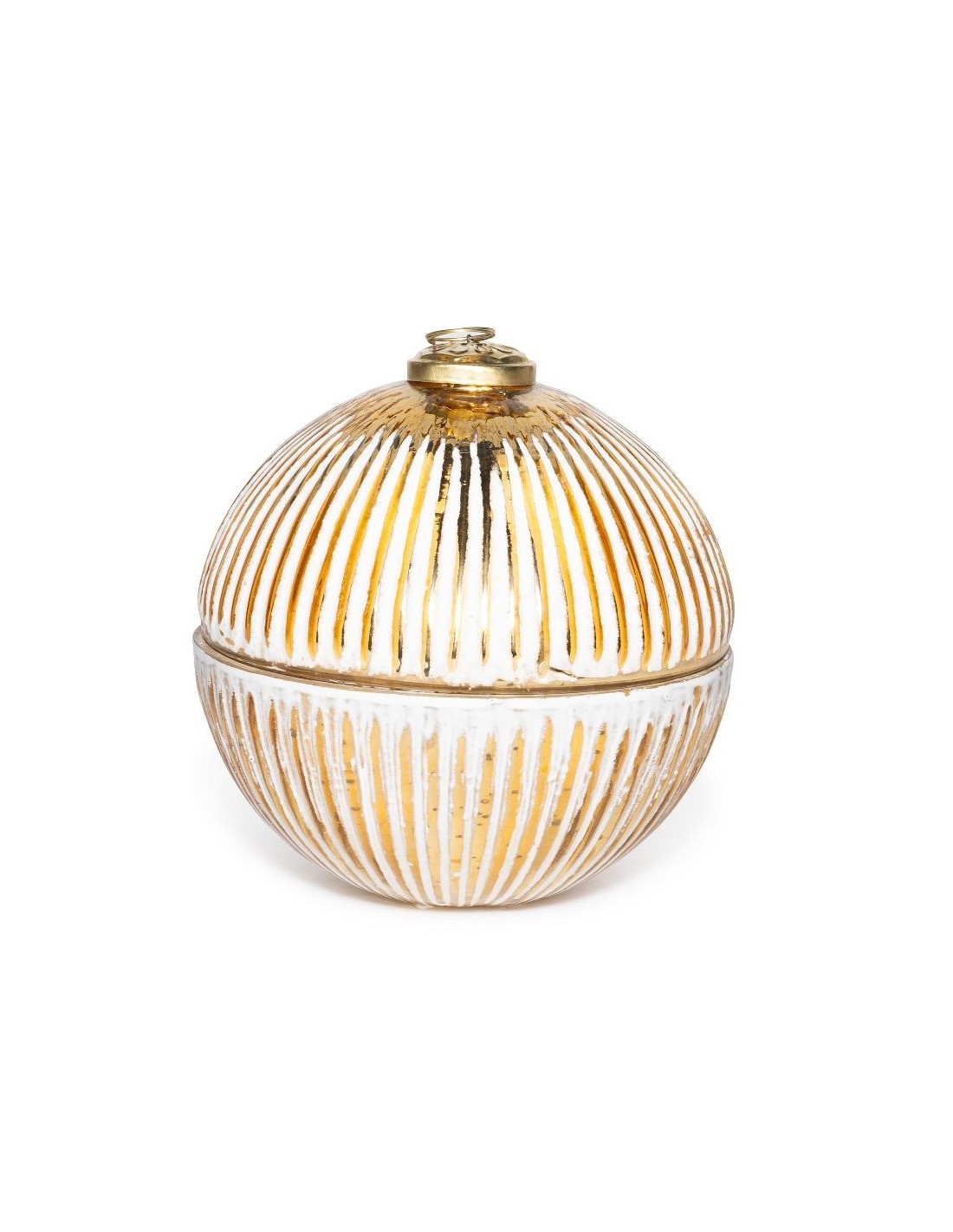 Candela profumata palla di vetro oro 13x13,5cm, decorazione natalizia elegante, centrotavola raffinato