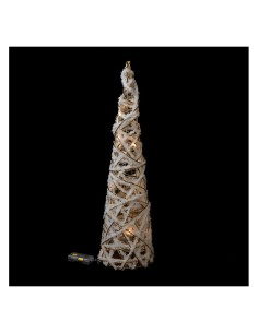 Albero cono di Natale bianco oro 16x60cm con 15 luci LED, decorazione luminosa elegante da interno